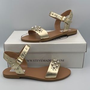 Steve Madden Women's Shoe Dancer Gold Leather Size 7.5 M US